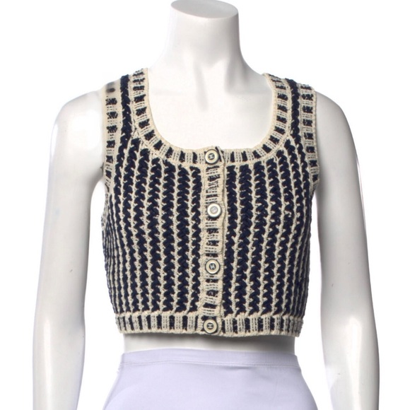 Knit Chanel Button Up Crop Top